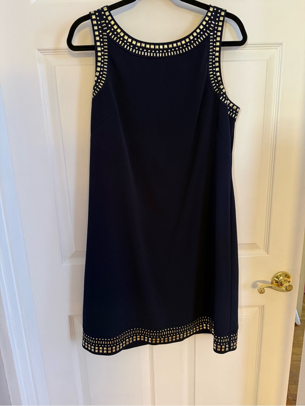Jessica Howard Navy Shift Dress with Gold Trim